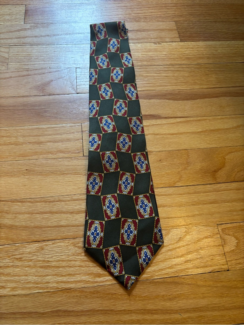 Oscar de la Renta Vintage Geometric Pattern Silk Tie